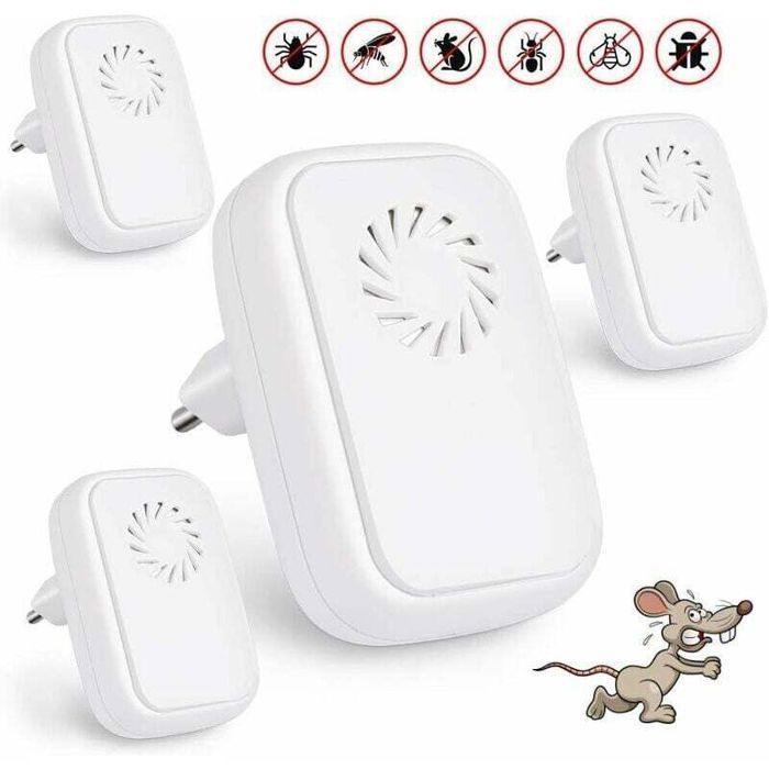 Lot de 4 répulsifs à ultrasons anti-moustiques à ultrasons répulsifs pour reptiles insectes électrique ultrasons pour insec