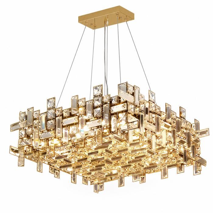 Suspension moderne en cristal design carré 3 modes de couleur 4 x E14 hauteur réglable Ø40 cm élégante lampe suspendue pour