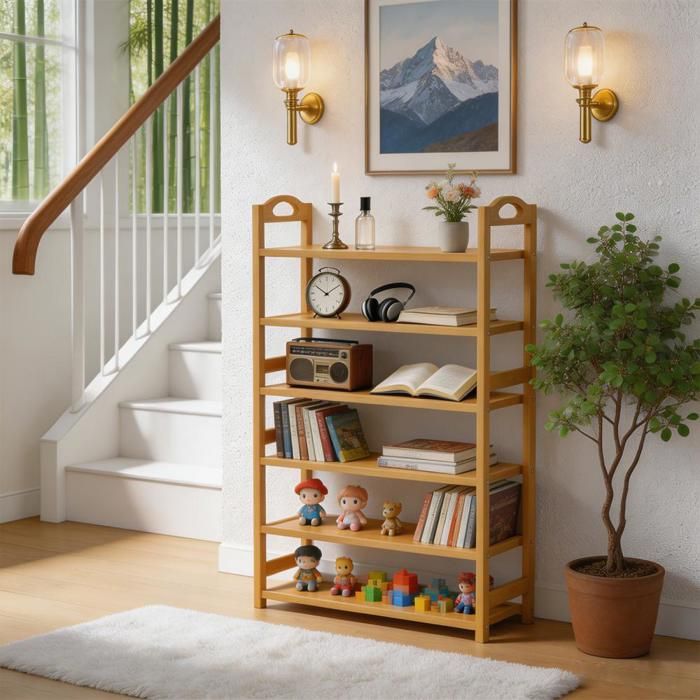 Meuble à Chaussures à 6 Niveaux 70×25×102cm Étagère à Chaussures Organisateur de Rangement de Entrée Salon Couloir Naturel