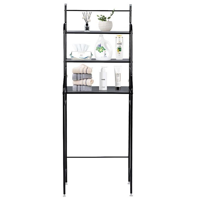 KEDIA Étagère de Salle de Bain sur (165X55X26)CM Avec 3 Étagères Rangement Étanche Avec cintres pour Serviettes noir
