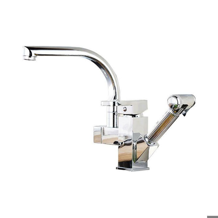 Robinet dévier de cuisine Pull Out Cuivre Chaud et Froid Lave-vaisselle 360 Rotatif Évier Robinet Bassin Robinet argent