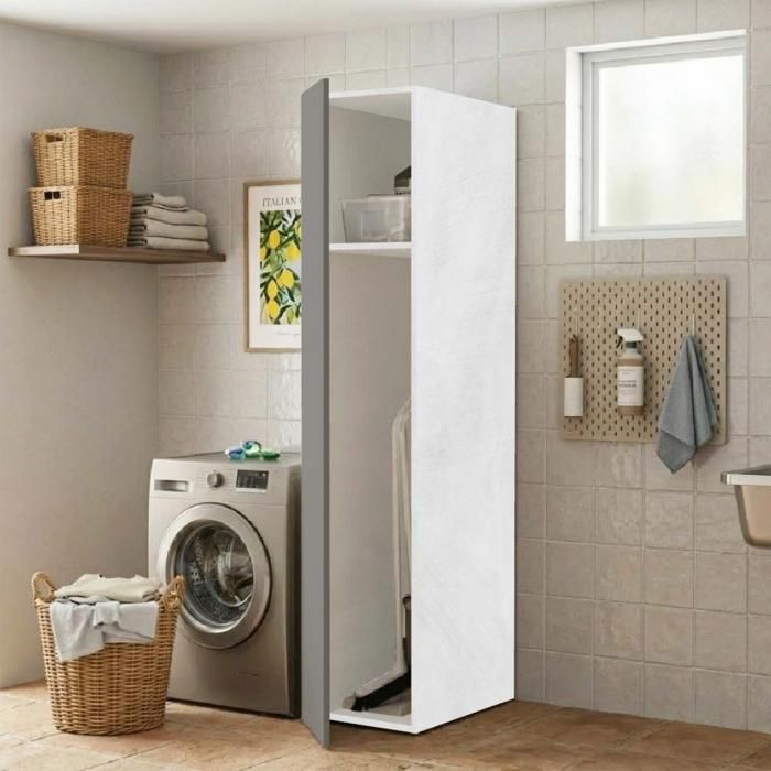 Colonne Armoire à Balais 1 Porte Gris Mat et Structure Gris Spatulé Colonne Armoire à Balais 1 Porte Gris Mat et Structure Gris Spatulé