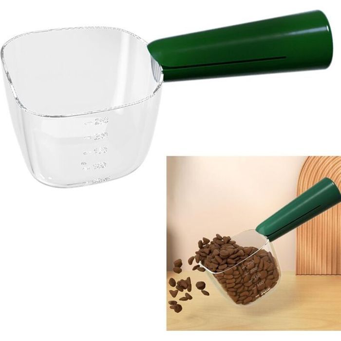 Cuillère doseuse alimentaire - PZCC - 1 pièce - Graduations transparentes - Clip de fermeture - Vert
