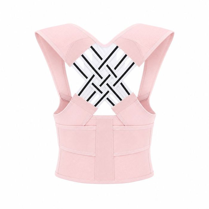 Correcteur de Posture - X-Forme - Tissu Mémoire Respirant et Invisible - pour travail de bureau aux études au sport - Rose/S