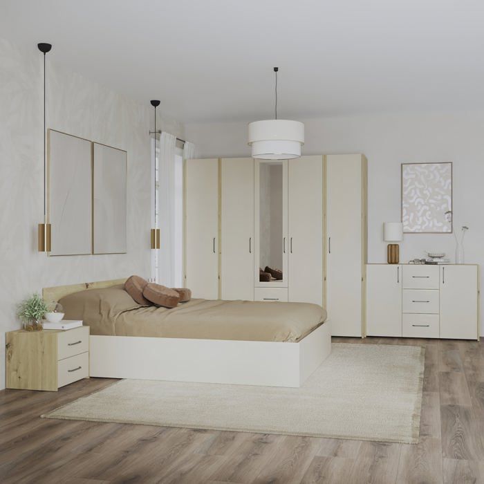 Ensemble chambre haaus Malmo V9 Lit 200 x 160 cm Chêne Artisan/Argile