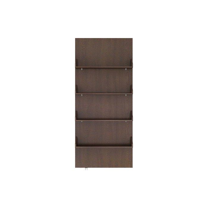 Porte coulissante en bois et MDF avec étagères et rail invisible - naturel foncé - 93 x 210 cm - KAZORI Porte coulissante en bois et MDF avec étagères et rail invisible - naturel foncé - 93 x 210 cm - KAZORI