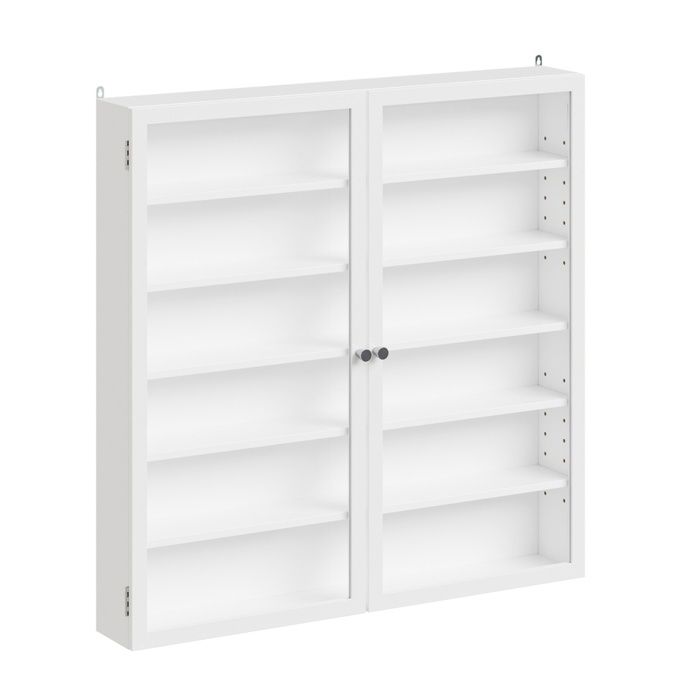 Armoire murale blanche - SoBuy - 2 portes - Porte vitrée - 5 étagères réglables - 80×12×80 cm - Capacité de charge 12 kg Armoire murale blanche - SoBuy - 2 portes - Porte vitrée - 5 étagères réglables - 80×12×80 cm - Capacité de charge 12 kg