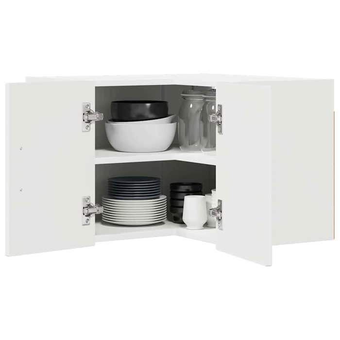 Meuble haut de cuisine - Blanc - Cabinet dangle mural LUCCA - Blanc brillant - 57 x 57 x 40 cm(5697)