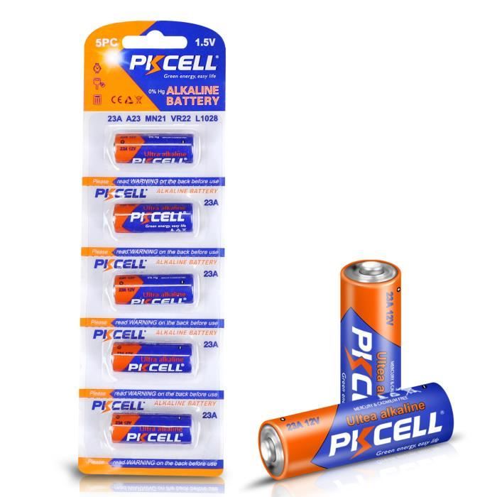 Piles 23A 12v - MN21 - Lot de 5, GP Extra, Batteries Alcalines 23A, A23,  23AE, MN21, V23GA - Longue durée, très puissantes