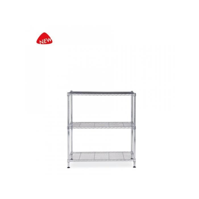 Étagère MOBI3M - ALBA - Gris - Étagère multifonction en fil métal chromé Étagère MOBI3M - ALBA - Gris - Étagère multifonction en fil métal chromé