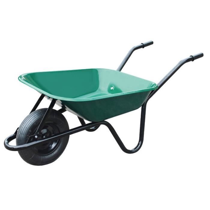 Brouette Werka Pro Acier Galvanisé 65L - Roue Gonflée 330mm, Capacité 80kg