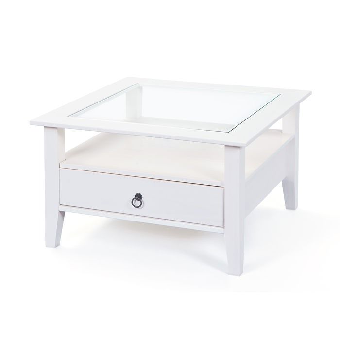 Table Basse Blanche Et Verre Squad Matiere Bois Achat Vente