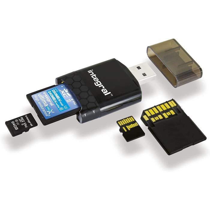 Memory Lecteur de Cartes SD et Micro SD UHS-II USB 3.0 Adaptateur de Carte  mémoire INCRUSB3.0SDMSDU2 Noir A162 - Cdiscount Informatique