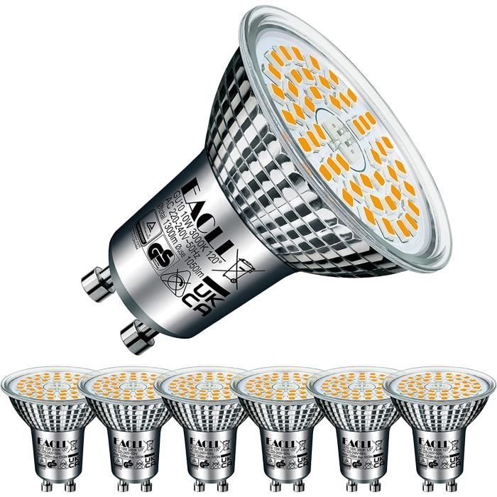 Ampoule LED GU10 Blanc Chaud 10W Remplace Halogène 140WLot de 61050