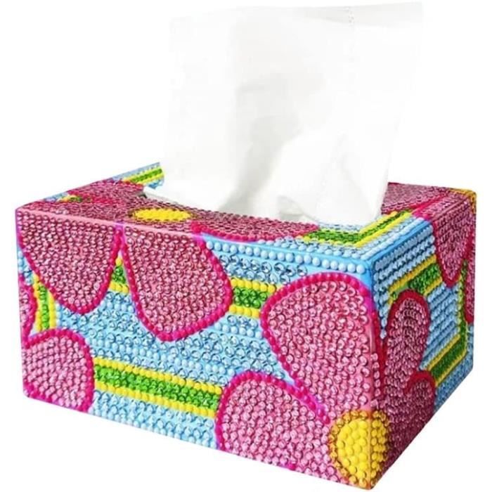 DCIDBEI Diamond Painting Boîte à mouchoirs 22x12cm Housse à Mouchoirs Tissus Peinture Diamant Distributeur rectangulaire pour Chambre à Coucher Salle à Manger Bureau Salle de Bain Fleurs