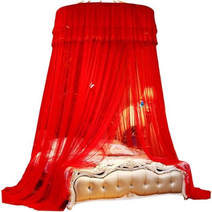 Moustiquaire Romantique à Baldaquin Sans Cadre – Dentelle, 4 Coins Carrés, Taille Queen (150x200 Cm) | Protection Insectes, Décoration Chambre - 13