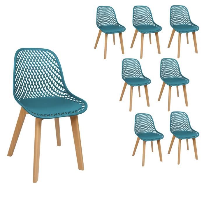 Chaise longue bleue - ALICIA-CHAISE - Lot de 8 chaises - Stables et durables - Capacité de charge 120 kg