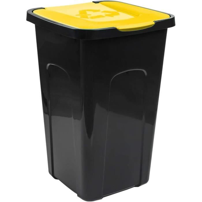 Novaliv Poubelle 50L 2 En 1 Avec Couvercle Rabattable Et Basculant - Poubelle Élégante Anti-Odeur Pour Cuisine, Maison Et Bureau