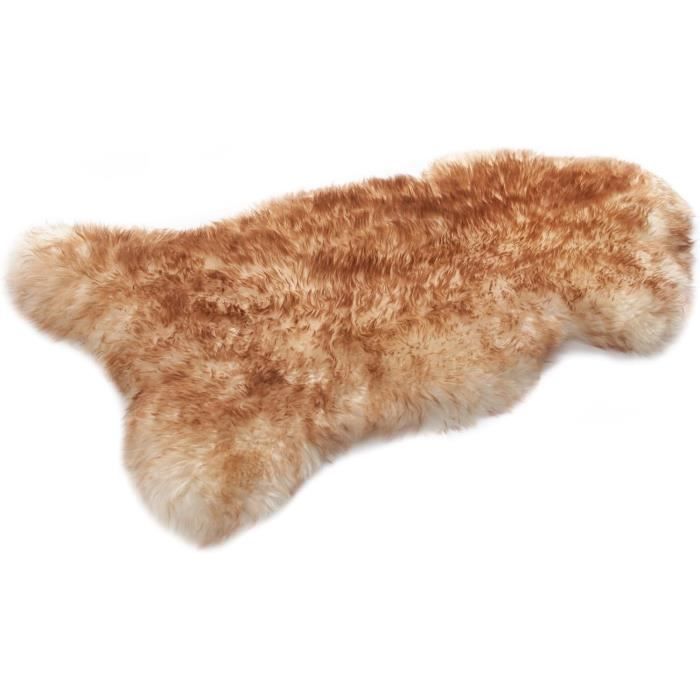 Grand Tapis En Peau De Mouton Véritable KABAJA - 210x65 Cm - Blanc Naturel