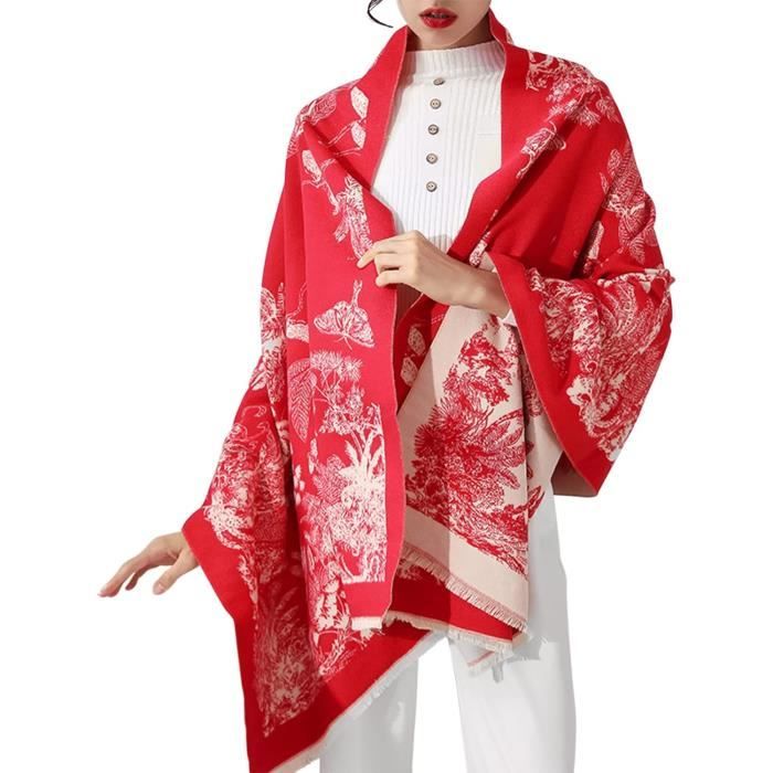 Grande écharpe Châle En Cachemire Mélangé - Couleurs Camel, Noir, Rouge - Neuf Avec étiquettes