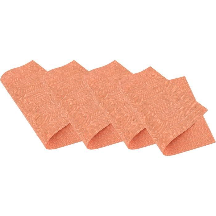 Set De Table Uni Orange Venilia 4 Pièces - Napperon Rectangulaire 45x30cm, Protection Table Facile à Nettoyer