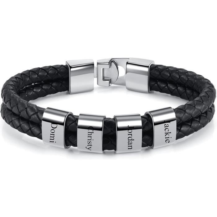Bracelet Acier Bracelet Cuir Homme Prenom Bracelet Cuir