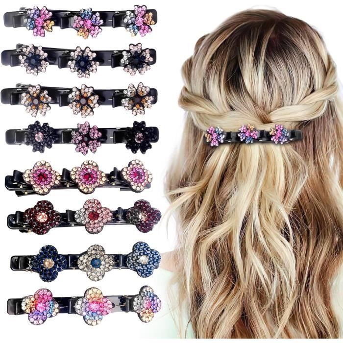 Barrette à Cheveux Dentelle Noire Avec Perles Et Fleur Fimo Rose, Violet, Vert - Fabriqué En France