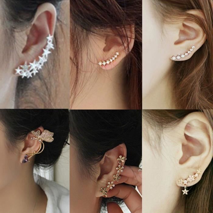 Clous d/'oreille argent Etoile et Strass