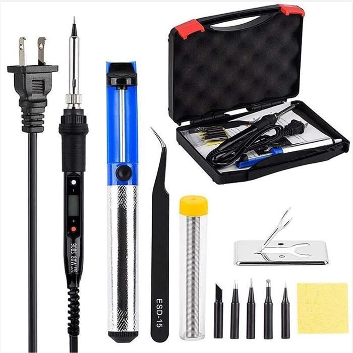 Kit Fer à Souder 100W LED Température Réglable - Station Soudage Avec Pompe Et Multimètre