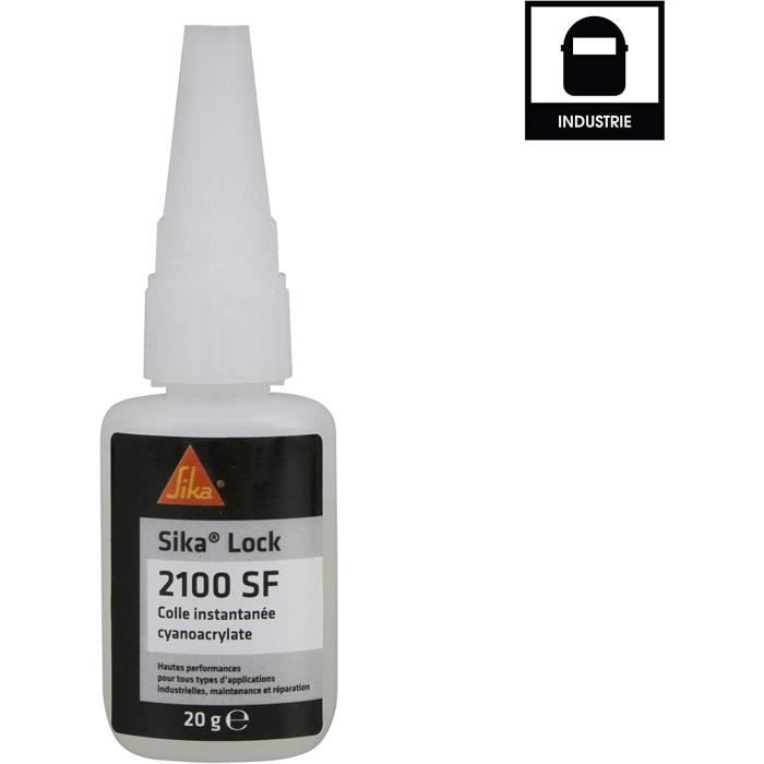 Sika Lock 2100 SF, Transparent, Colle Superglue Surpuissante