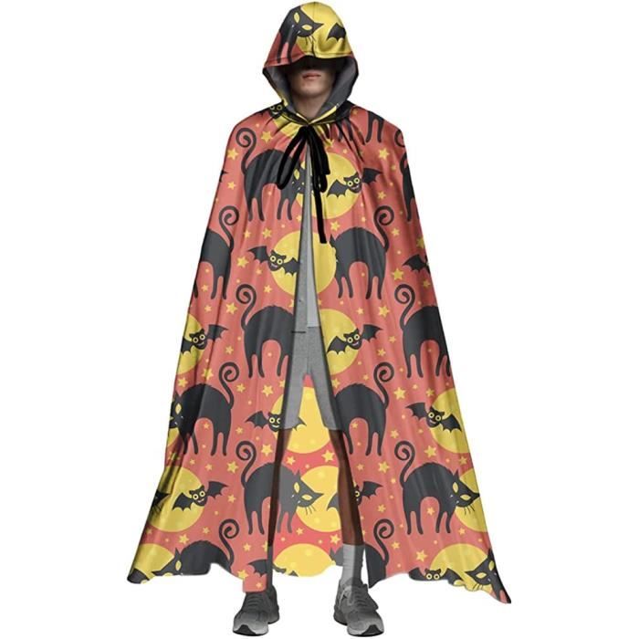 JYOHEY Cape Longue En Velours Noir Rouge Avec Capuche Pour Costume D' Halloween, Costume De Magicien De Vampire Pour Adulte, Unisexe