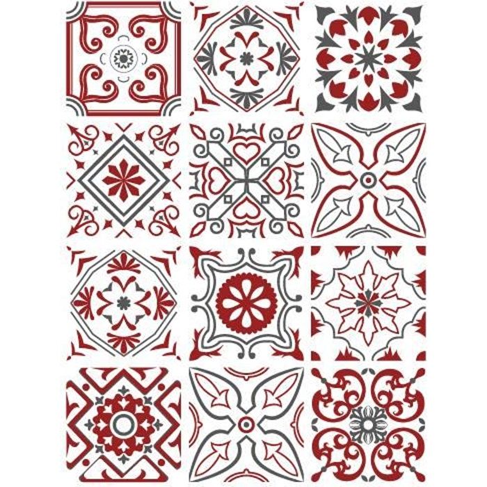 Planche de 12 Adhésifs Dimensions d'un Sticker : 20 x 20 cm Stickers Carrelage Effet Marbre Blanc