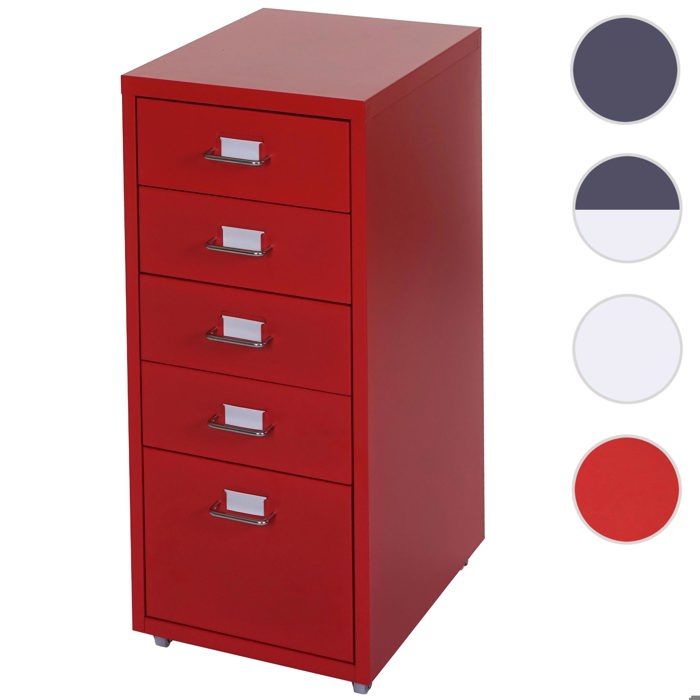MCW Caisson à roulettes Boston T851 69x28x44cm 5 tiroirs rouge