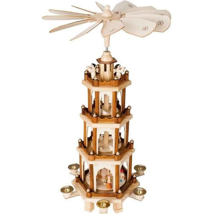 BRUBAKER Pyramide de Noël en Bois - Figurines peintes à la main - 4 Étages - Hauteur 60 cm