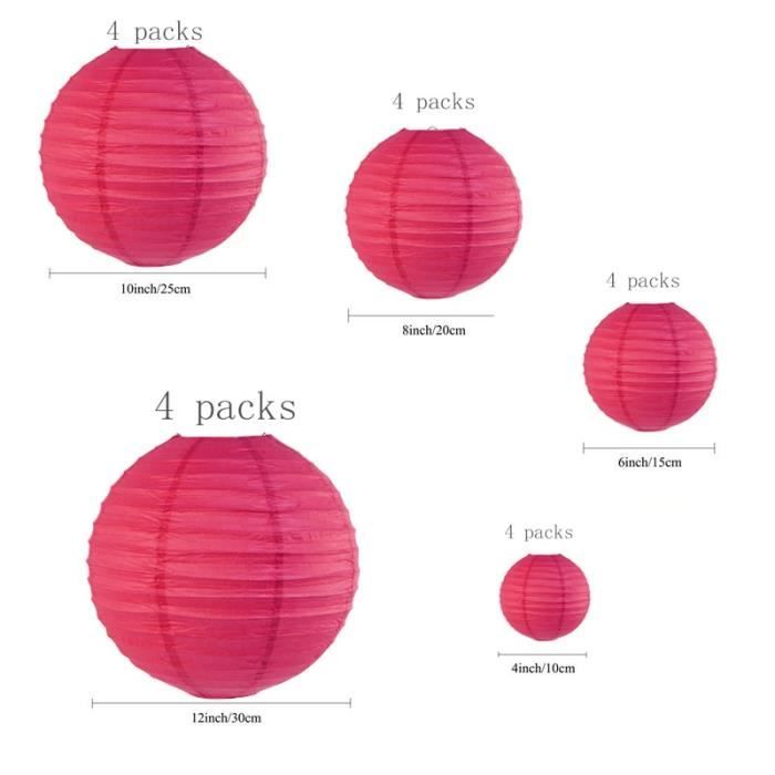 Lot De 20 Lanternes Chinoises En Papier Rouge - Déco Fête Printemps/Noël - 15cm Et 25cm