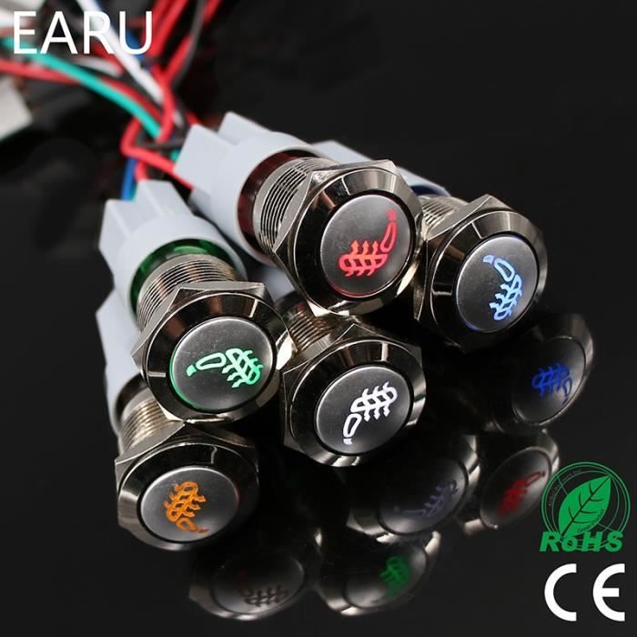 Interrupteur Bouton-poussoir Verrouillable 19mm - 12-24V, LED Verte, étanche, Pour Voiture Ou Usage Extérieur - 7