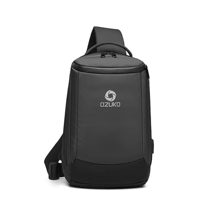 Sac Bandoulière Homme Avec Port USB - Tissu Oxford Résistant - Sacoche Poitrine Multifonction Pour Voyage, Sport, Quotidien