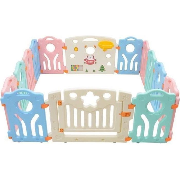 Parc Bébé en Plastique 12 + 2 Panneaux d'Activité et Porte Barrière  Sécurité Enfant Pliable - Vert - Cdiscount Puériculture & Eveil bébé