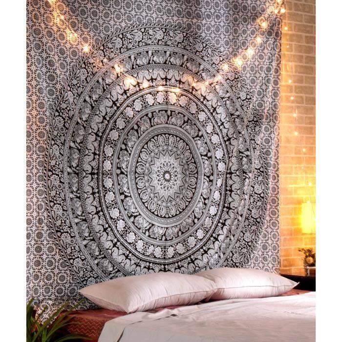 Tenture Murale Ronde Mandala Violet - Coton - Style Hippie/boho - Pour Plage, Yoga, Décoration - 2