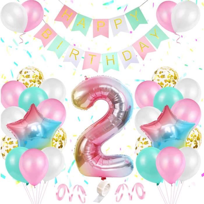 2 Ans Decoration D Anniversaire Filles Ballon Anniversaire Fille Arc En Ciel Aluminium Ballon Numero 2 Ballon Banniere D A A618 Cdiscount Maison
