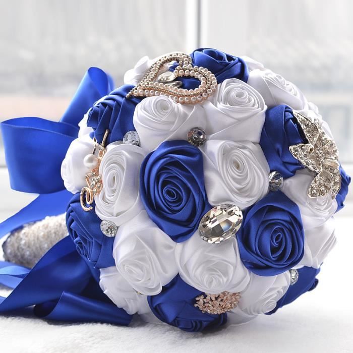 Bouquet de mariage 21cm BLEU + BLANC - Cdiscount Maison