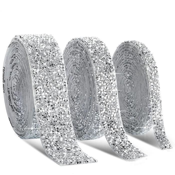 Ruban Strass Argent Handi Stitch - 9,14 M X 12 Cm - Déco Mariage, Anniversaire, Customisation