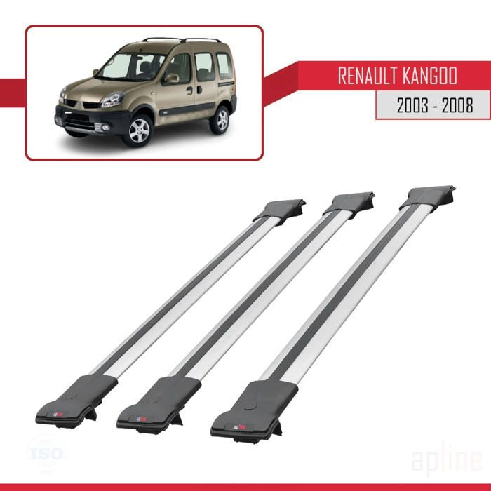Pour Renault Kangoo 2003-2008 Barres de Toit Railing Porte-Bagages de voiture 3 pièces FLY Modèle GRIS 356