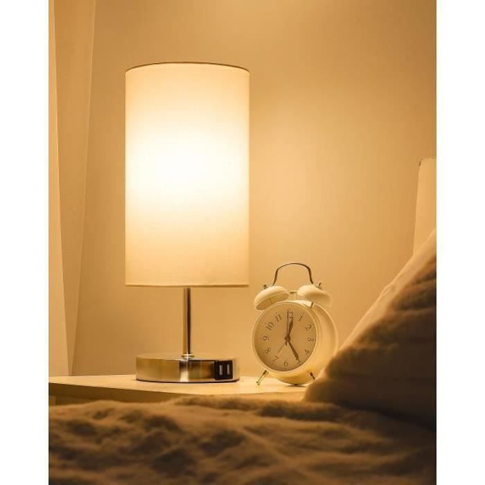 Lampe de chevet Lampe de bureau minimaliste rustique classique avec  commande tactile et deux ports USB - Cdiscount Maison