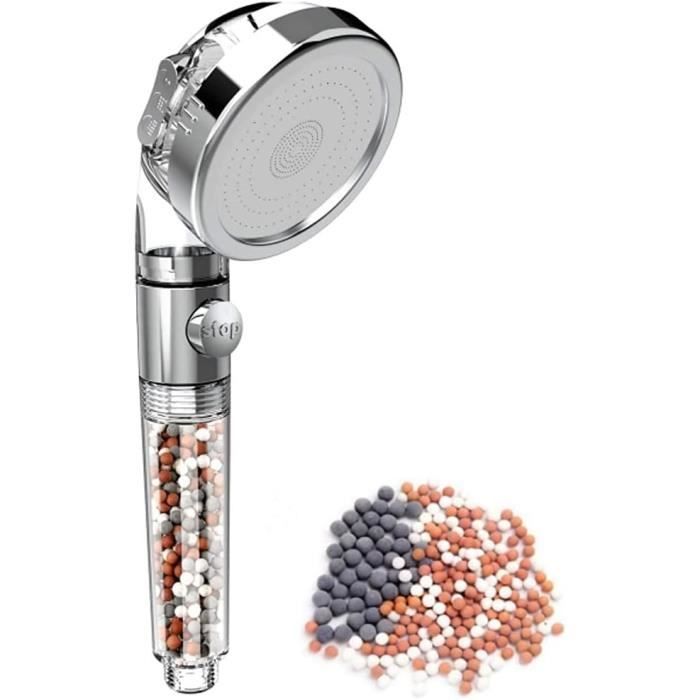Pommeau de Douche avec 1,5m Tuyau,Douchette Douche Salle de Bain avec Support,3 Modes,ABS Chromé