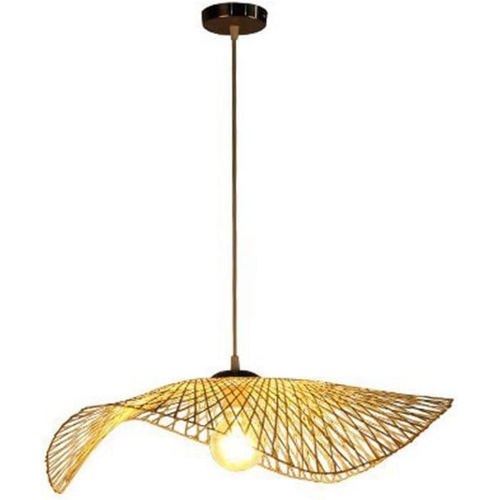 Abat-jour Suspension En Bambou Rotin - Style Lanterne Asiatique - Diamètre 41cm - Pour Ampoule E27 - Décoration Vintage