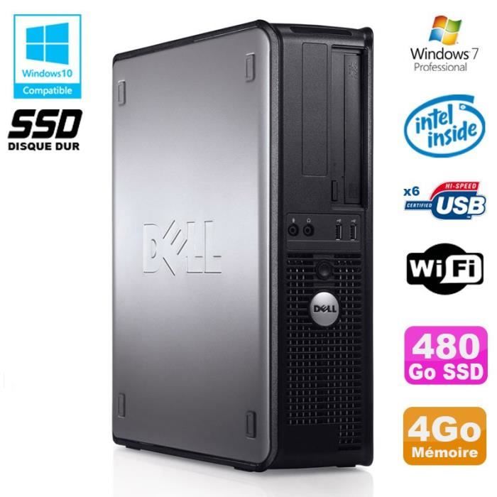 PC DELL Optiplex 330 DT Intel E4300 1.8GHz 4Go DDR2 WIFI 480Go SSD W7