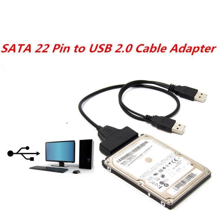 System-S Câble Adaptateur SATA 30 Cm - 22 Broches 7+15 Mâle Vers Femelle - Pour Disque Dur, Connecteur Noir/Rouge