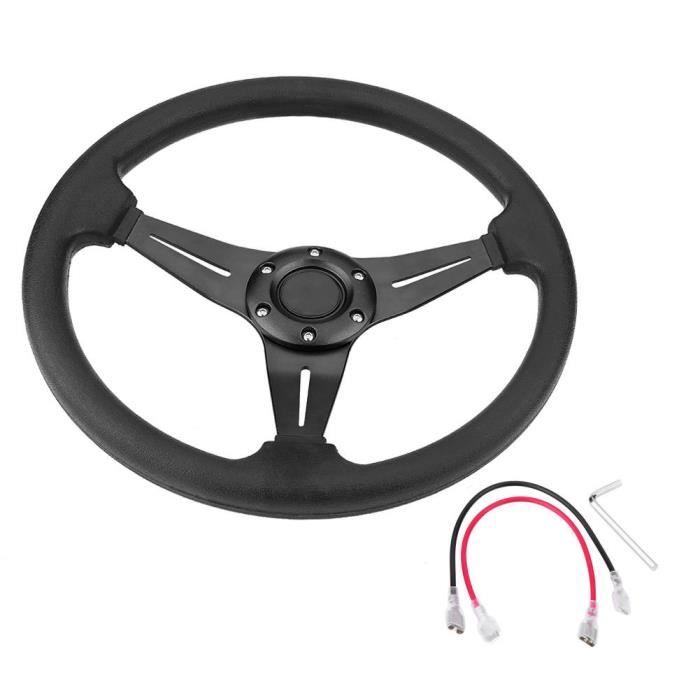 Volant Dérive Voiture Volant Sport 14 Pouces Bleu - Cuir PU Et Aluminium - Universel Pour Voiture De Sport Et Dérive Volant Universel Bleu