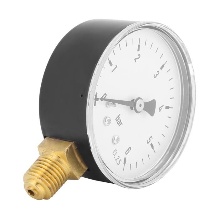 Manomètre Pression Eau 0-4 Bar / 0-60 Psi - Cadran 40 Mm - Filetage 1/8 NPT - Métal - Pour Plomberie, Irrigation